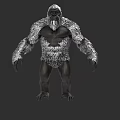 Giant Ape Creature With Gray White Fur And Black Muscular Body