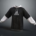 Adidas Black Hoodie With White Sleeves And Hood Trim Casual Design