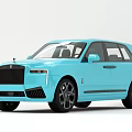 Light Blue Rolls-Royce SUV With Black Wheels And Signature Front Grille Design 3d model