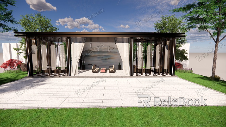 Outdoor reception room post station landscape pavilion model