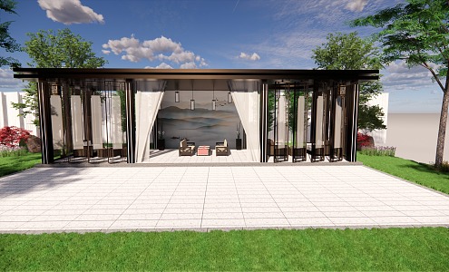 Outdoor reception room post station landscape pavilion 3d model