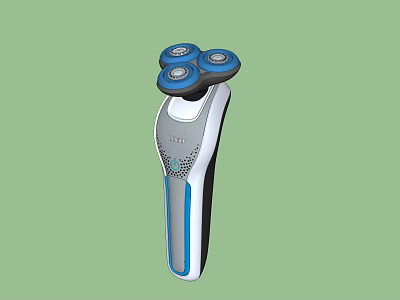 Modern Electric Shaver With Three Blade Design And Blue White Handle 3d model