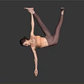 Woman Performing Yoga Handstand With One Hand Balancing Extended Legs On Dark Background