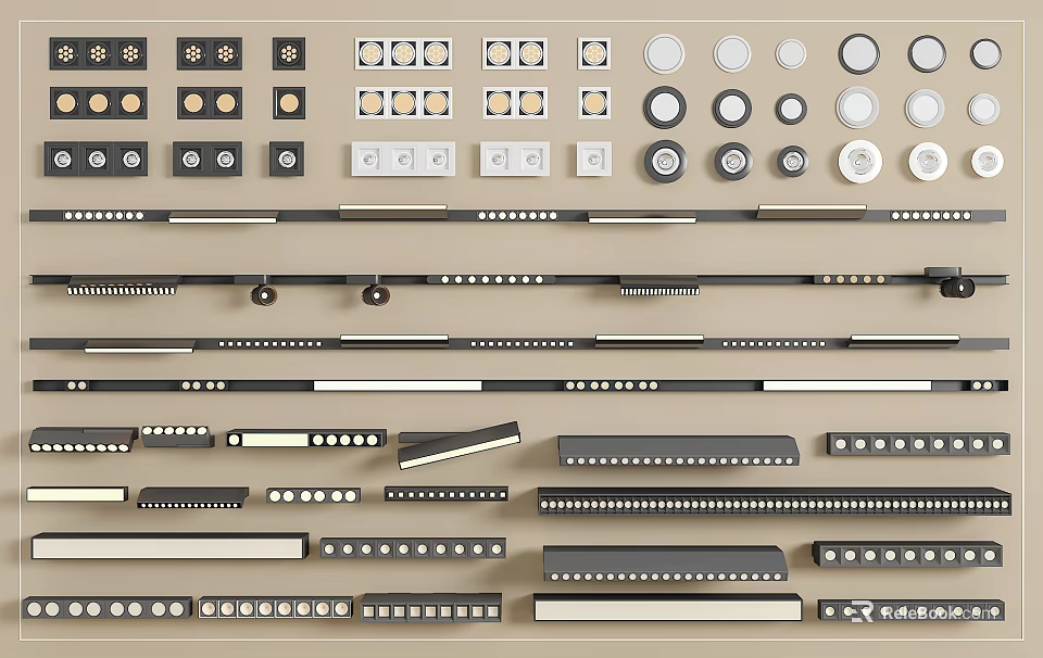 Modern Ceiling Downlights And Spotlights With Various Design Styles For Home Lighting 3d model