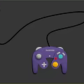 Purple Wired Game Controller With Colorful Buttons For Electronic Gaming Devices