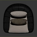 Modern Black Woven Chair With Beige Cushion And Brown Decorative Pillow
