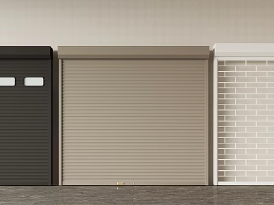 Black Beige And White Garage Door Styles Featuring Rolled And Brick Panels 3d model