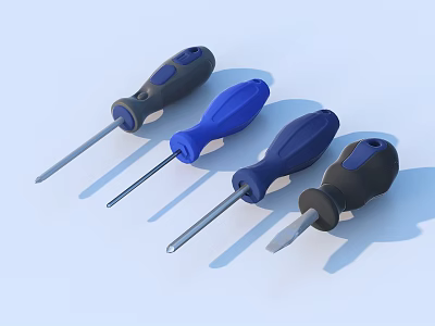 Durable Hardware Tools Collection Featuring Multi Colored Screwdrivers With Comfortable Rubber Handles And Steel Shafts 3d model