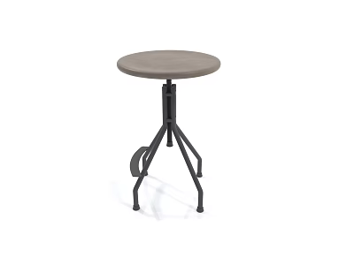 Contemporary Bar Stool Featuring Gray Seat And Black Metal Three Legged Frame 3d model