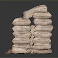 Stacked Daily Living Sacks Made Of Natural Material With Open Pouch Showing Grain