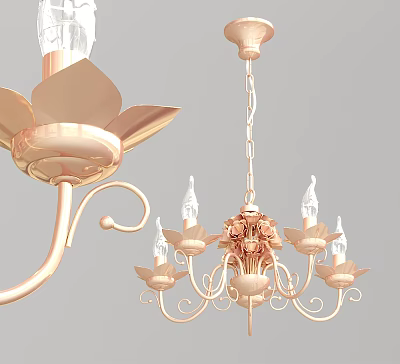 Jane European Chandelier Metal Lotus Candlestick Chandelier 3d model