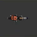Custom Weapon With Red Engine Black Handle Metal Canister Yellow Hose And Orange Nozzle