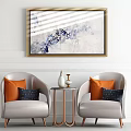 Modern Leisure Sofa Combination Sofa Coffee Table Hanging Picture Combination 3d model