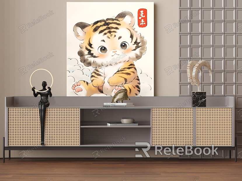 Nordic TV Cabinet Decorative Painting model