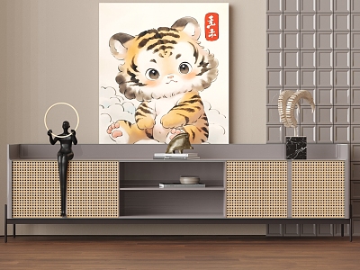 Nordic TV Cabinet Decorative Painting model