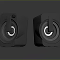 Modern Gray Cube Shaped Speakers With Compact Design And Reflective Surface For High Quality Sound