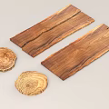 Handmade Wood and Stone Decorative Rectangular Boards and Round Slabs 3d model