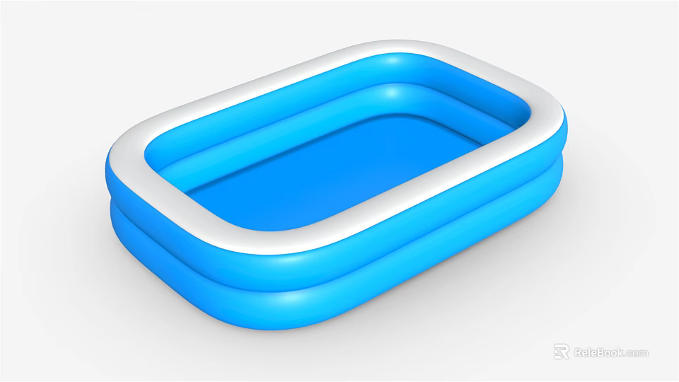 Commercial Rectangular Blue Inflatable Swimming Pool With White Edge Equipment 3d model 