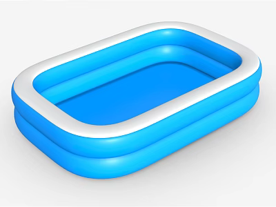Commercial Rectangular Blue Inflatable Swimming Pool With White Edge Equipment 3d model
