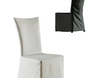 White And Black Upholstered Fabric Modern Simple Design Dining Chairs For Home Use 3d model