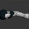 Mechanical Arm As Artificial Organ With Hair Like Textures And Green White Design