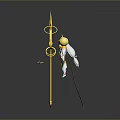 Divine Mythical Character With Golden Radiant Staff And Ornate Decorative Elements