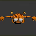 Orange Spotted 3D Creature Character With Big Eyes And Outstretched Arms And Legs