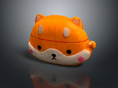 Cute Orange Fox Like Plush Toy With White Face Black Eyes Pink Cheeks And Tail 3d model