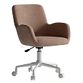 Modern Blue Fabric Office Chair With Armrests White Base Wheels And Color Options