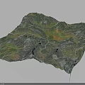 3D Terrain Model with Mountainous Ridges Lush Vegetation Winding River Paths and Colorful Topographic Features