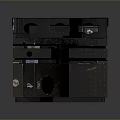 Stacked Black Vintage Electronic Devices With Multiple Layers And Various Ports Design