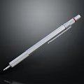 Silver Metal Mechanical Pencil With Red Top Textured Body And Clip