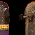 Stylish Skateboard Sports Equipment With Retro And Modern Graphic Design Patterns