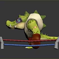 Game Movie Character Green Crocodile In Cinderfella Wrestling Ring With Red Gloves