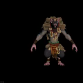 Rat Like Humanoid Character Carrying Scrolls With Gold Coin Decorations And Crouching With Weapon 3d model