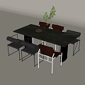 Italian Minimalist Dining Table and Chair Combination 3d model