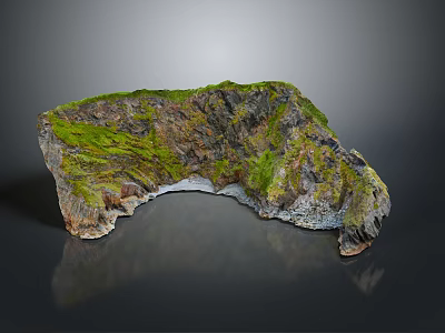 Natural Landscape Featuring Rocky Formation With Green Moss Vegetation And Arched Hollow 3d model