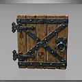 Vintage Wooden Chest With Cross Metal Straps Hinges And Decorative Lock