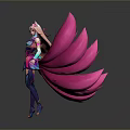 Game And Movie Character With Pink Tails Pink Hair And Gorgeous Blue Pink Combat Outfit