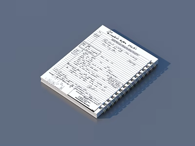Spiral Bound Notebook Featuring Detailed Handwritten Daily Schedule And Notes 3d model