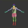 Man Wearing Boxing Helmet Black White Tank Top Red Shorts Gloves Standing With Arms Outstretched