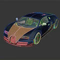 Black And Gold Bugatti Sports Car With Sleek Exterior And Golden Wheels