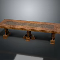 Rustic Solid Wood Dining Table With Textured Tabletop And Sturdy Carved Legs