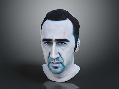 Human Male Character Head Sculpture With White Blue Painted Face Art Design 3d model