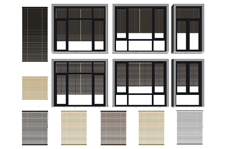 Modern venetian blinds casement window blinds bamboo curtain 3d model