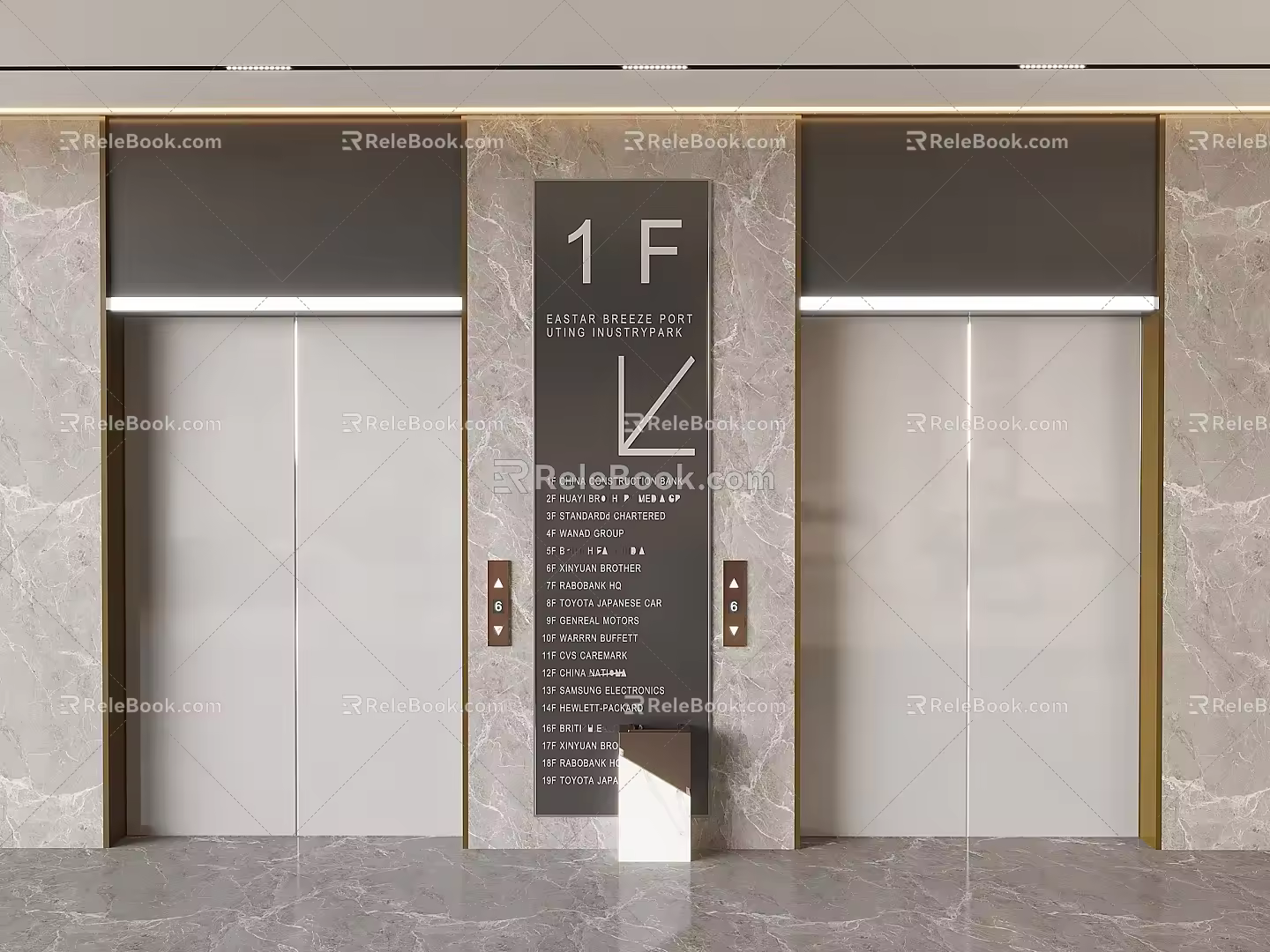 Hotel Elevator Room Office Elevator Hall Button Lobby Stainless Steel Elevator 3d model