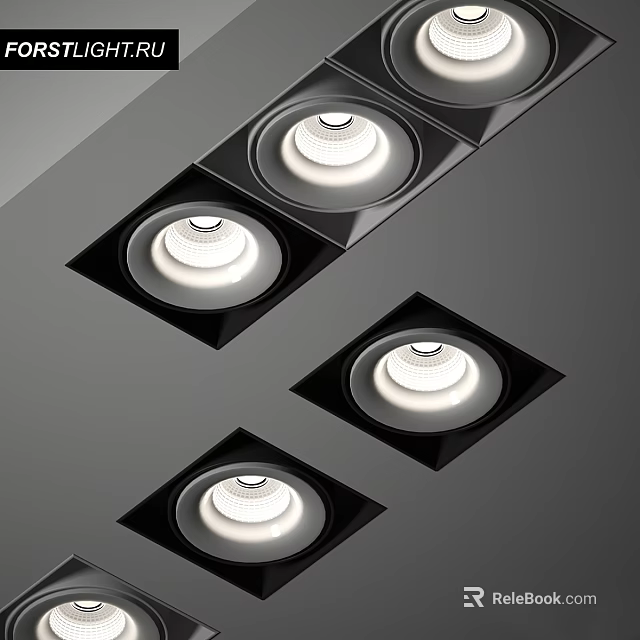 Modern Recessed Downlights And Spotlights Ceiling Mounted With Black Frame White Light Fixtures 3d model 