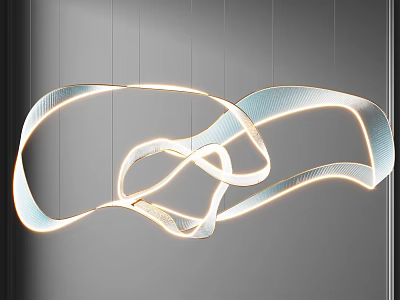 Modern Artistic Chandelier With Curved LED Light Strips And Sleek Design 3d model