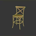 Light Wooden Single Chair With Cross Back And Rattan Seat Design
