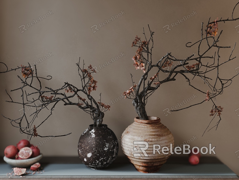 Quiet Style Vase Flora Vase Flora Ceramic Pot Dried Branches Decorative Vase Fruit Ornaments Furnishings model